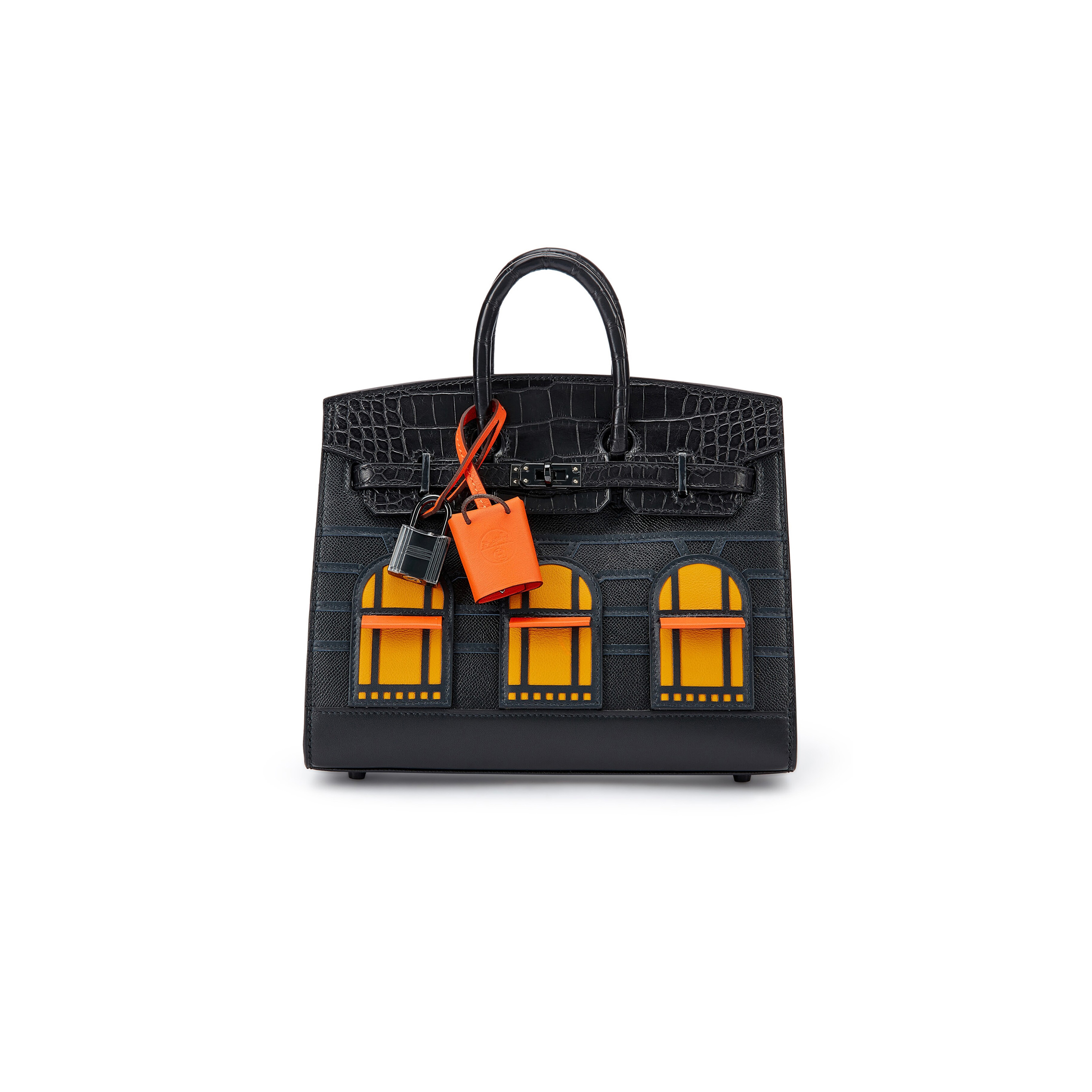 H**mes master birkin 20 black crocodile leather curtain bag bk20 (20*16*11cm)
